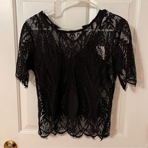Black lace crop top
